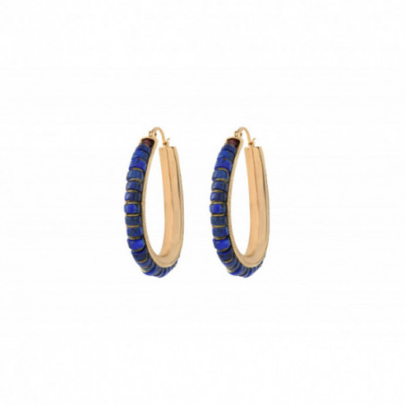 Boucles d'oreilles créoles modernes lapis lazuli grenat I bleu