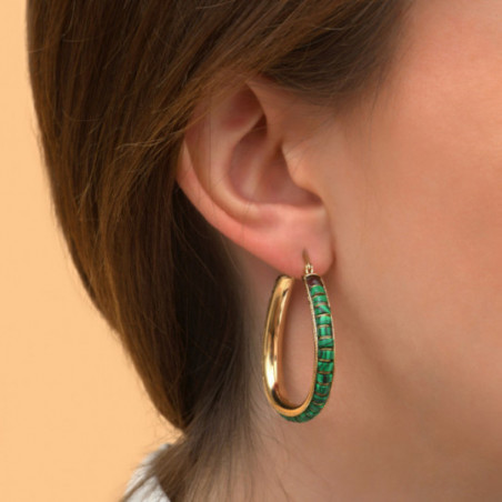 Chic malachite garnet hoop earrings l green87087
