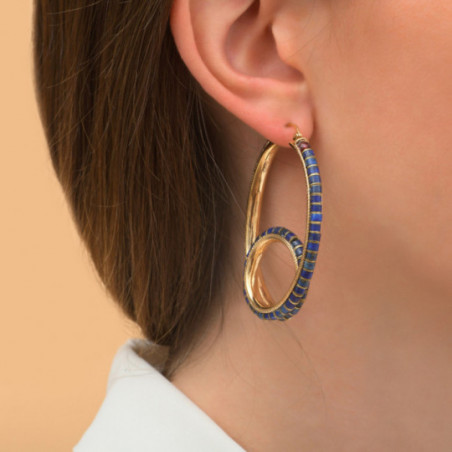 Graphic lapis lazuli garnet hoop earrings l blue87089