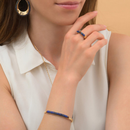 Bracelet jonc ajustable raffiné lapis lazuli grenat I bleu87109