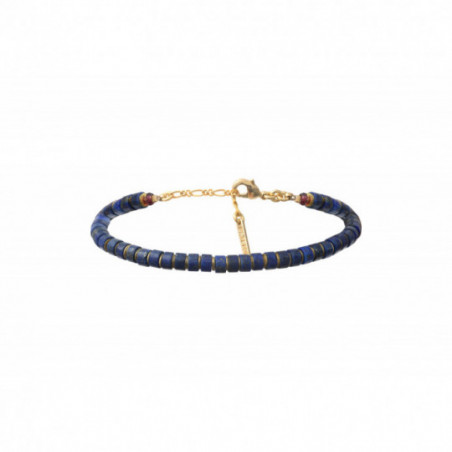 Bracelet fin réglable sophistiqué lapis lazuli grenat I bleu