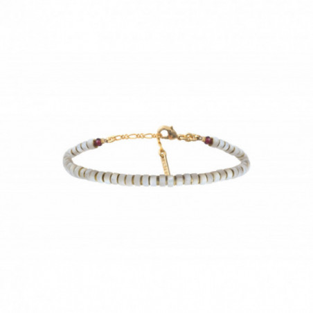 Classic mother-of-pearl garnet slender adjustable bracelet | white
