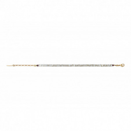 Classic mother-of-pearl garnet slender adjustable bracelet | white87125