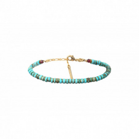 Ethnic chic turquoise garnet slender adjustable bracelet | turquoise