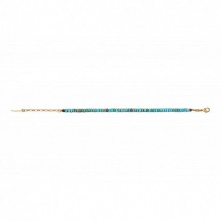 Ethnic chic turquoise garnet slender adjustable bracelet | turquoise87128