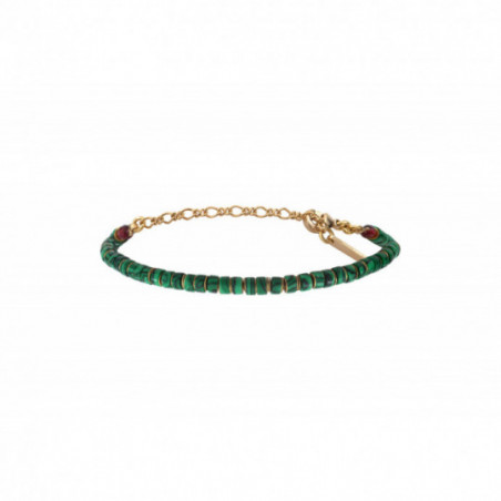 Bracelet fin réglable moderne malachite grenat I vert