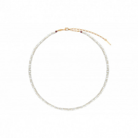 Mother-of-pearl garnet short necklace - white87137