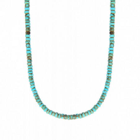 Collier court turquoise grenat - turquoise