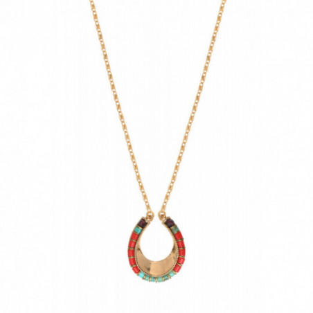 Collier pendentif turquoise perles du Japon - rouge