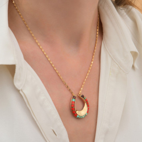 Collier pendentif estival turquoise perles du Japon I rouge87154