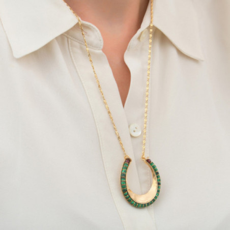 Feminine malachite garnet sautoir necklace | green87172