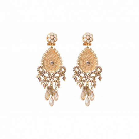 Boucles d'oreilles glamour en métal doré et cristaux - Doré