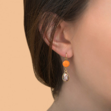 Boucles d'oreilles dormeuses habillées bicolores I orange87224