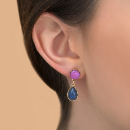 Boucles d'oreilles percées baroques bicolores I bleu87226