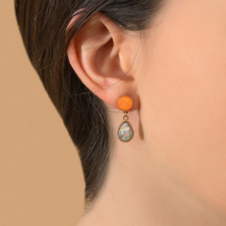 Smart two-tone earrings with butterfly fastening - orange87228