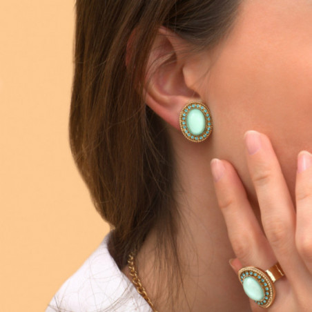 Refined prestige crystal clip-on earrings | blue87230