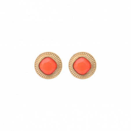 Festive cabochon clip-on earrings l coral