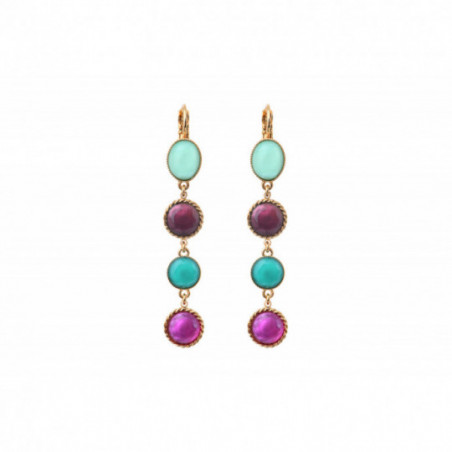 Graphic coloured cabochons sleeper earrings I blue