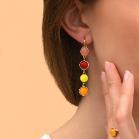 Sunny coloured cabochons sleeper earrings I red87267