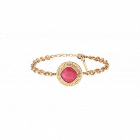 Glamorous faceted cabochon flexible bracelet - red