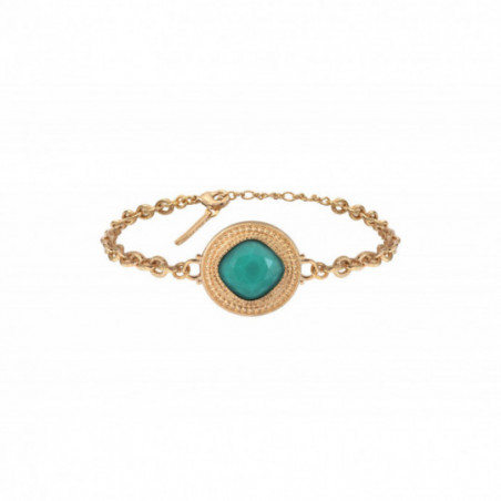 Bohemian chic faceted cabochon flexible bracelet I turquoise
