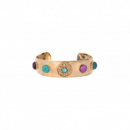 Baroque coloured cabochon and prestige crystal cuff bracelet | blue87338