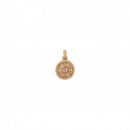 Feminine prestige crystal and medallion removable pendant | pink