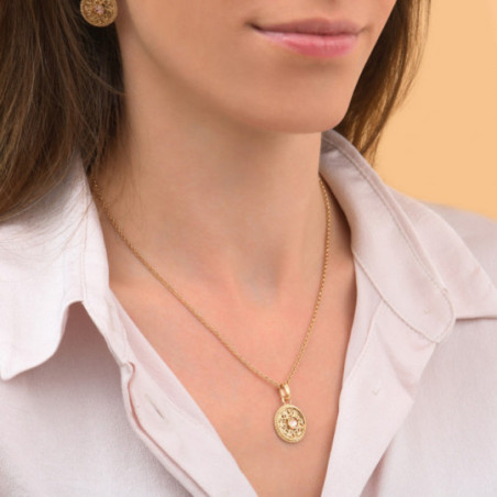 Feminine prestige crystal and medallion removable pendant - pink87355