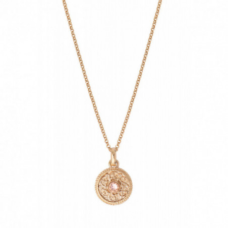 Feminine prestige crystal and medallion removable pendant - pink87356