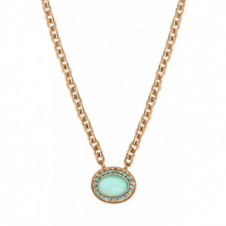 Chic prestige crystal curb chain pendant necklace - blue