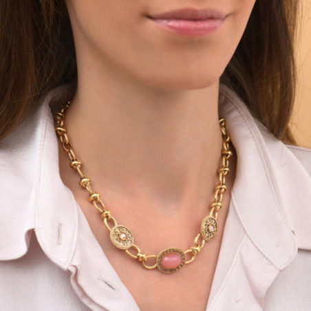Glamorous prestige crystal chain necklace | pink87394