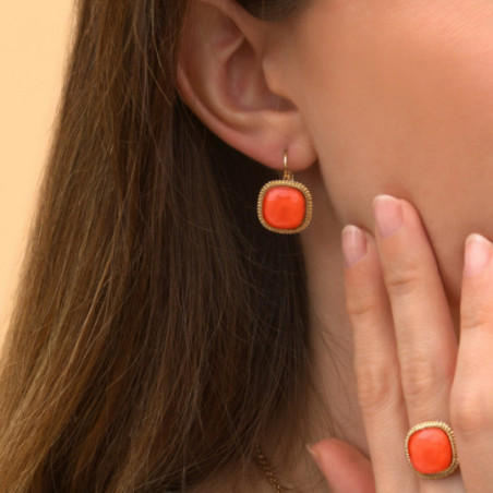 Pop faceted cabochon adjustable ring | coral87399