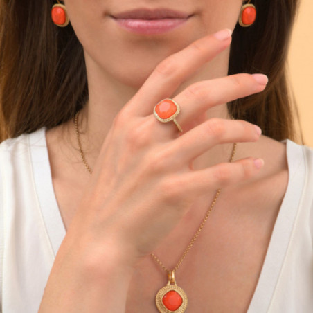 Pop faceted cabochon adjustable ring | coral87400