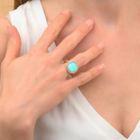 On-trend faceted cabochon adjustable ring - blue87406
