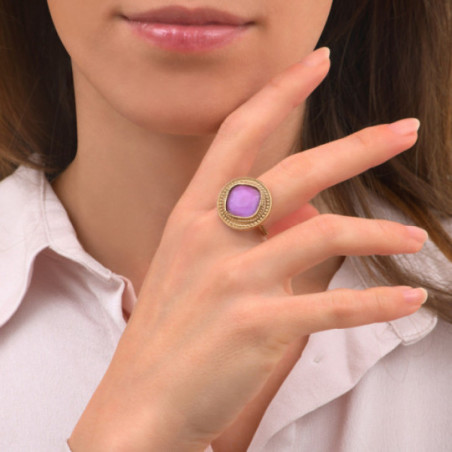 Bold cabochon adjustable ring | purple87415