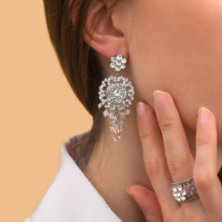 Refined prestige crystal butterfly fastening earrings - silver87444