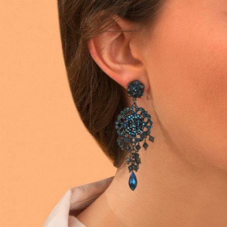 Boucles d'oreilles percées sophistiquées cristaux prestige - bleu87448
