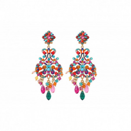 Boucles d'oreilles tiges percées cristaux prestige perles gemmes I multicolore