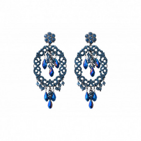 Boucles d'oreilles percées sublimes cristaux prestige I bleu