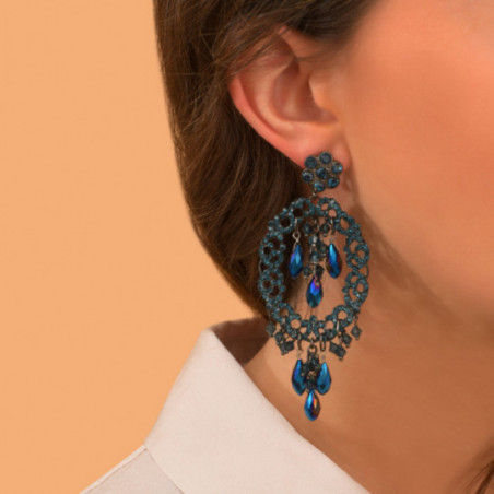 Boucles d'oreilles percées sublimes cristaux prestige - bleu87482