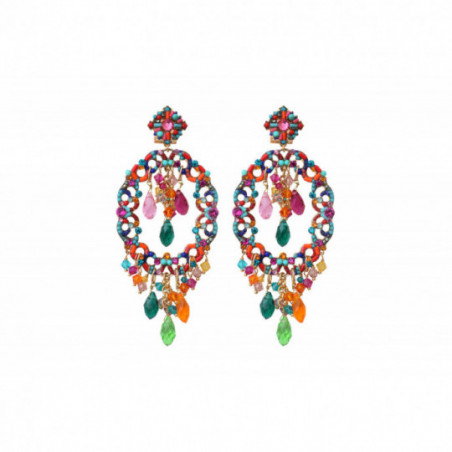 Boucles d'oreilles percées féminines cristaux prestige pierres gemmes I multicolores