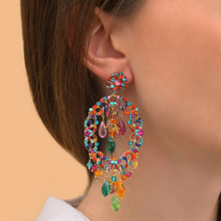 Boucles d'oreilles percées féminines cristaux prestige pierres gemmes I multicolores87490