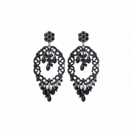 Prestige crystal butterfly fastening earrings - black