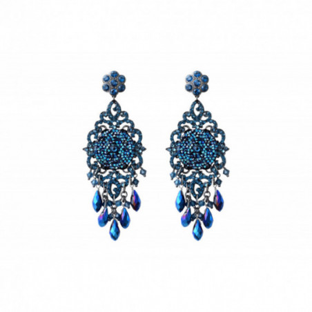 Precious crystal butterfly fastening earrings I blue