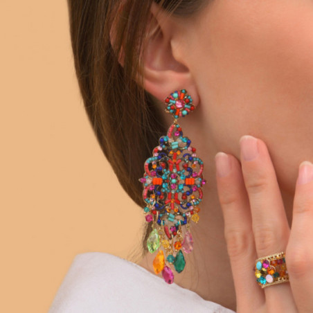 Boucles d'oreilles percées originales cristal perles du Japon - multicolore87507