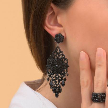 Charming crystal butterfly fastening earrings | black87509