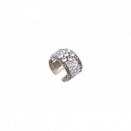 Feminine prestige crystal adjustable ring | silver-plated