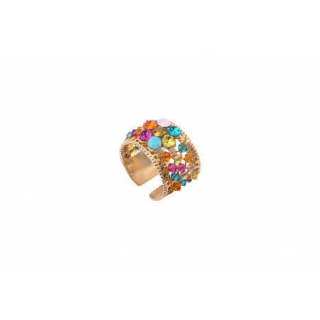 Summery prestige crystal adjustable ring - multicoloured