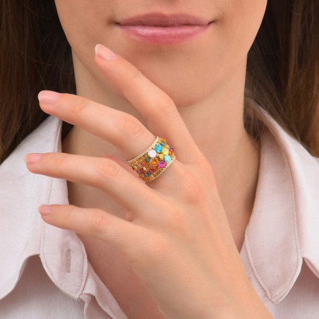 Summery prestige crystal adjustable ring - multicoloured87523