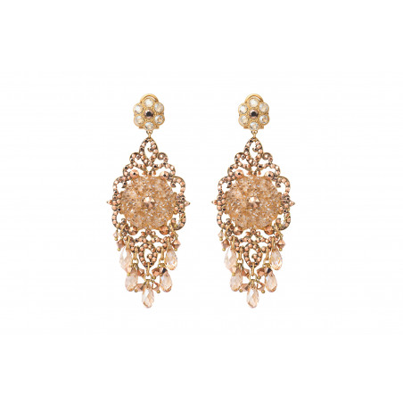 Baroque crystal clip-on earrings | gold-plated